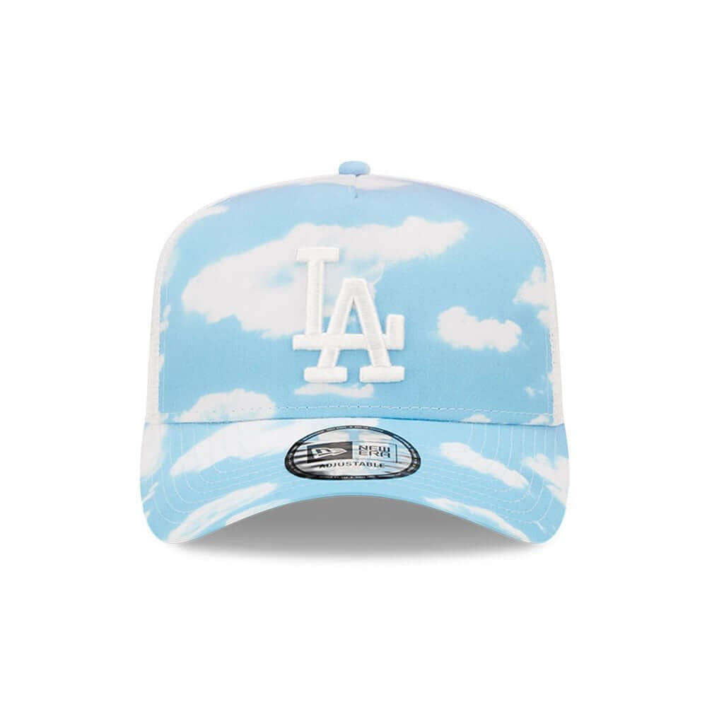 New Era MLB LA Dodgers Cloud All Over Print Blue A-Frame Trucker Cap