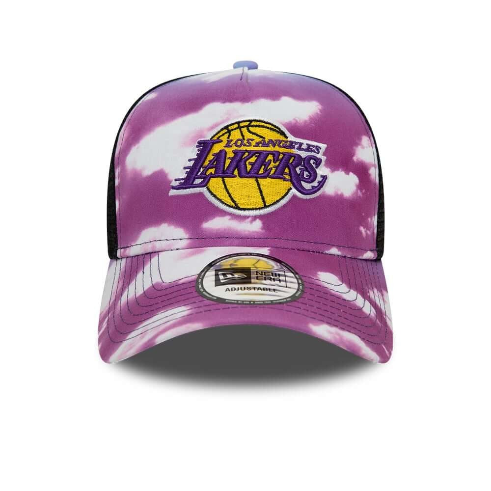 New Era NBA LA Lakers Cloud All Over Print Purple A-Frame Trucker Cap