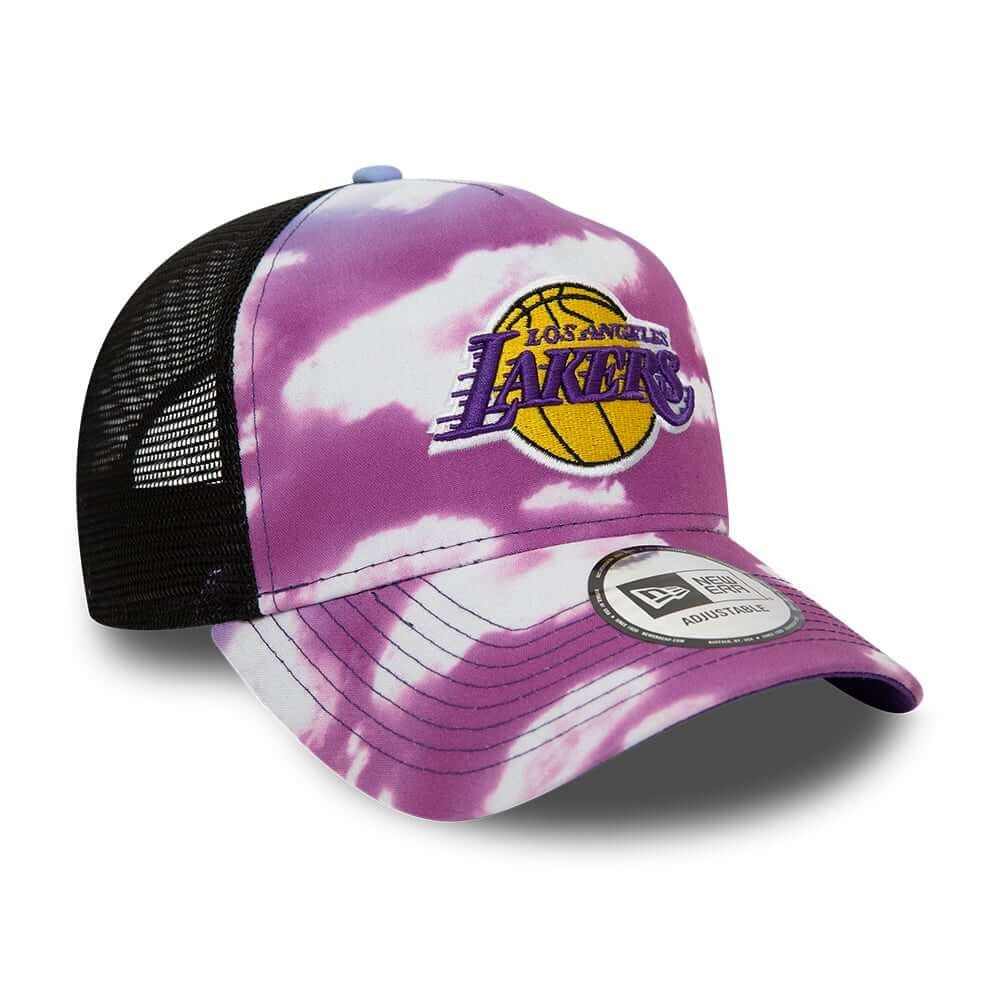 New Era NBA LA Lakers Cloud All Over Print Purple A-Frame Trucker Cap