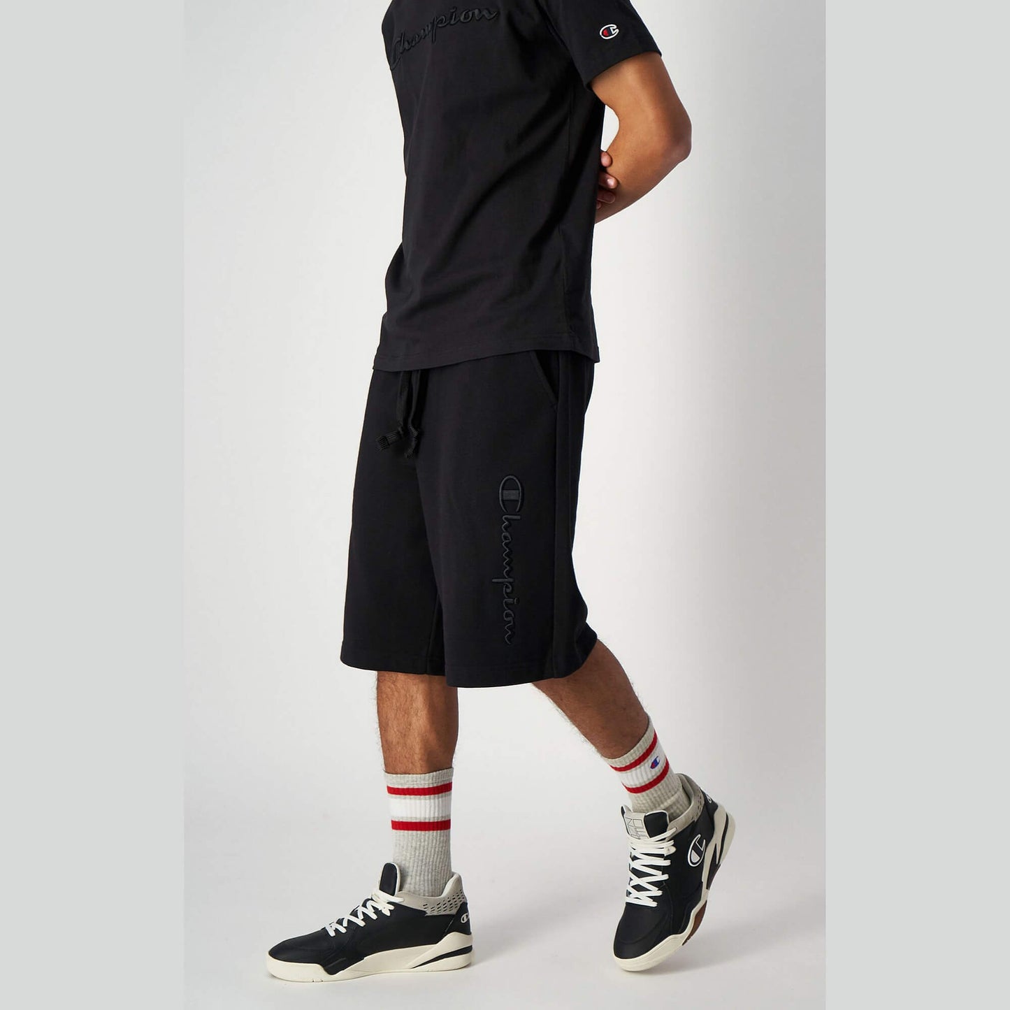 Champion logo Knitted long bermuda - black