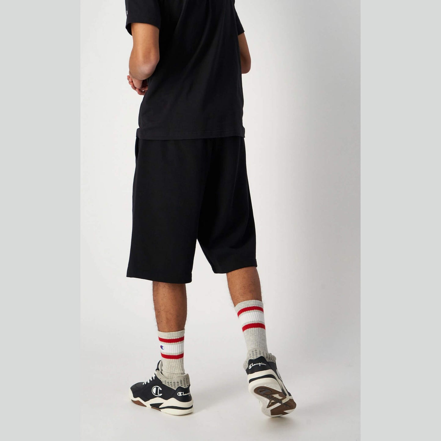 Champion logo Knitted long bermuda - black