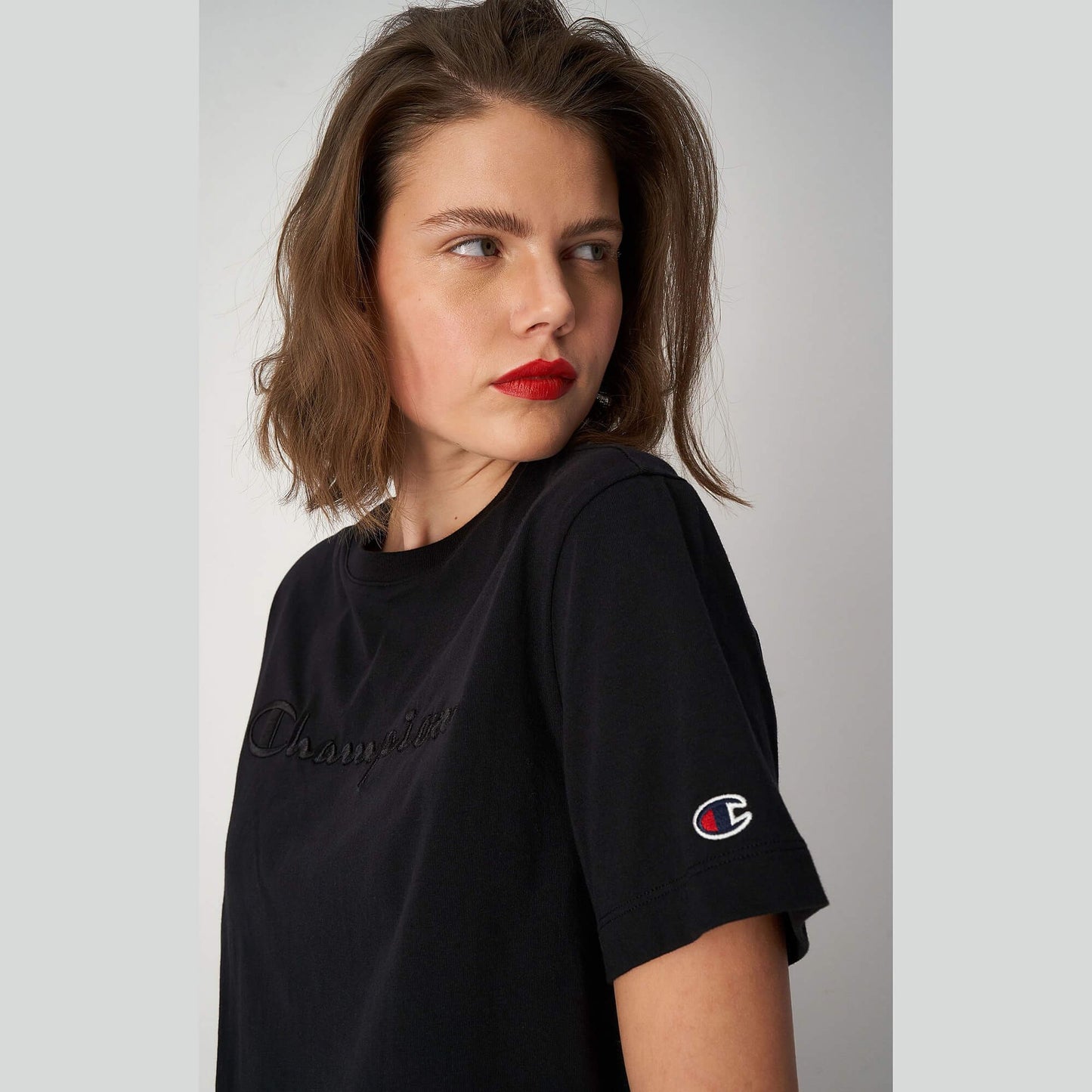 Champion Knitted Logo Crewneck T-Shirt Black