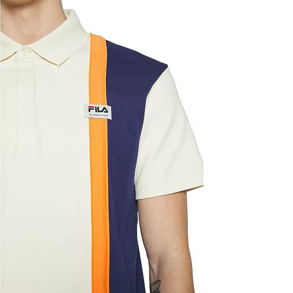 Fila THERES blocked polo shirt Antique White-Medieval Blue