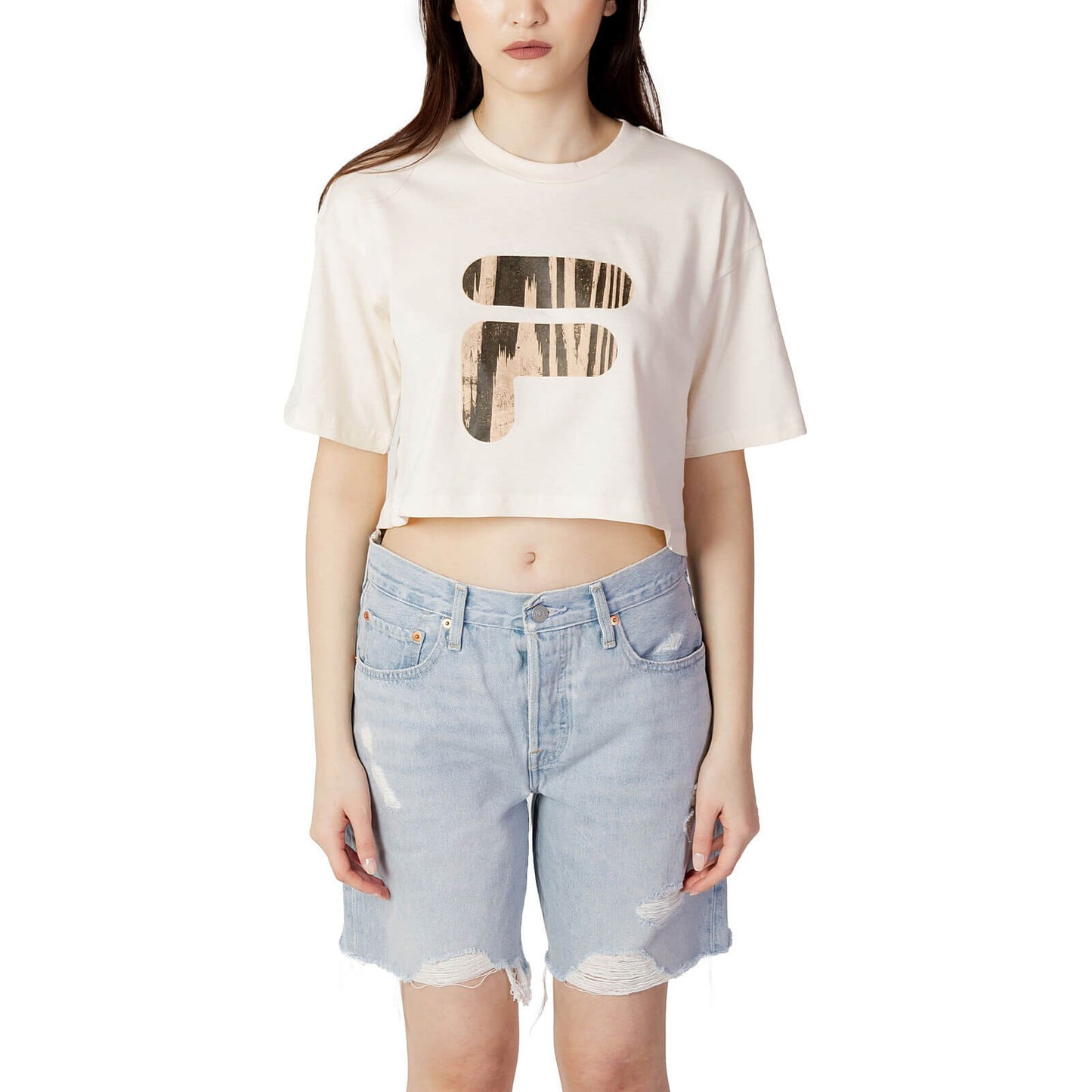 Fila BOTHEL cropped graphic tee Antique White