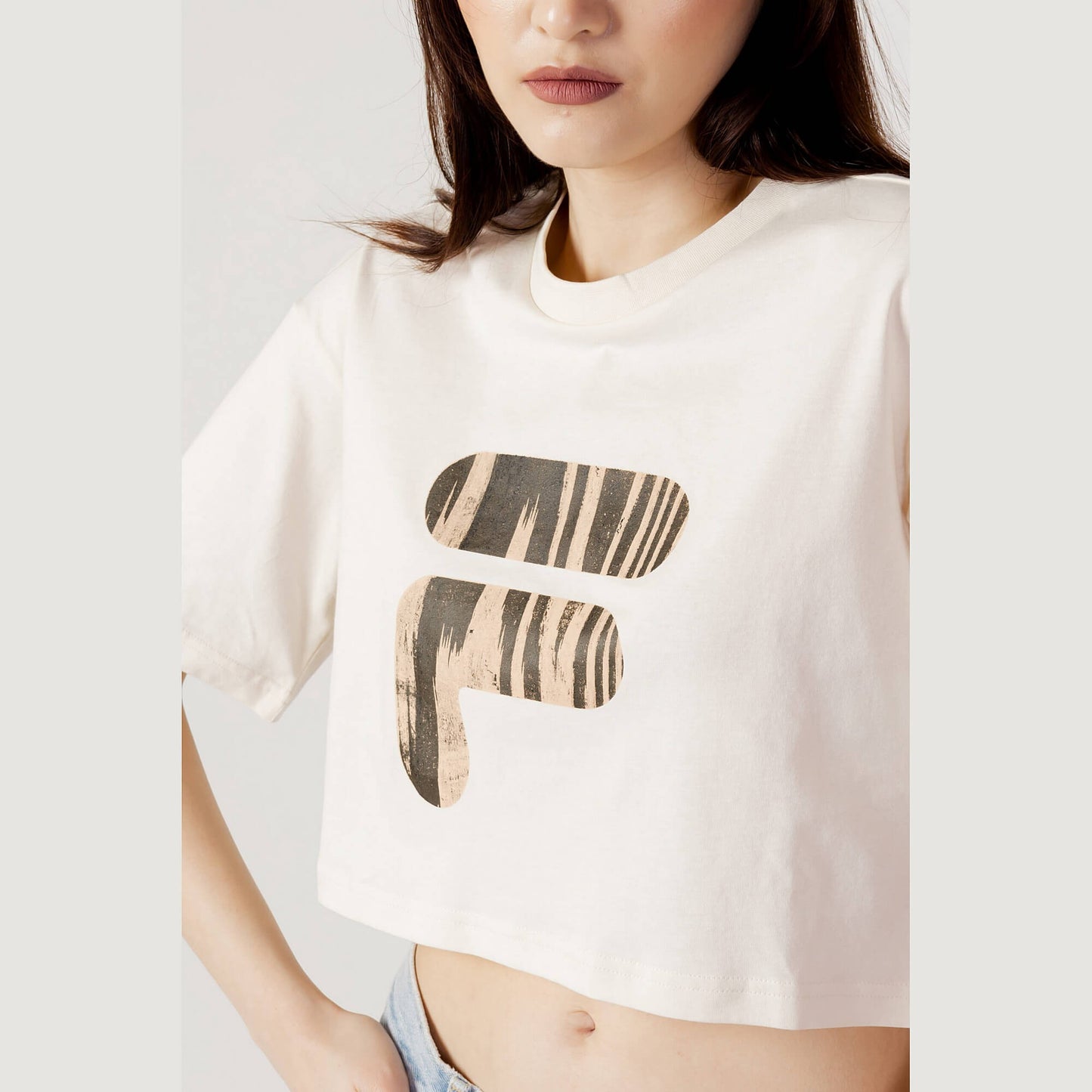 Fila BOTHEL cropped graphic tee Antique White