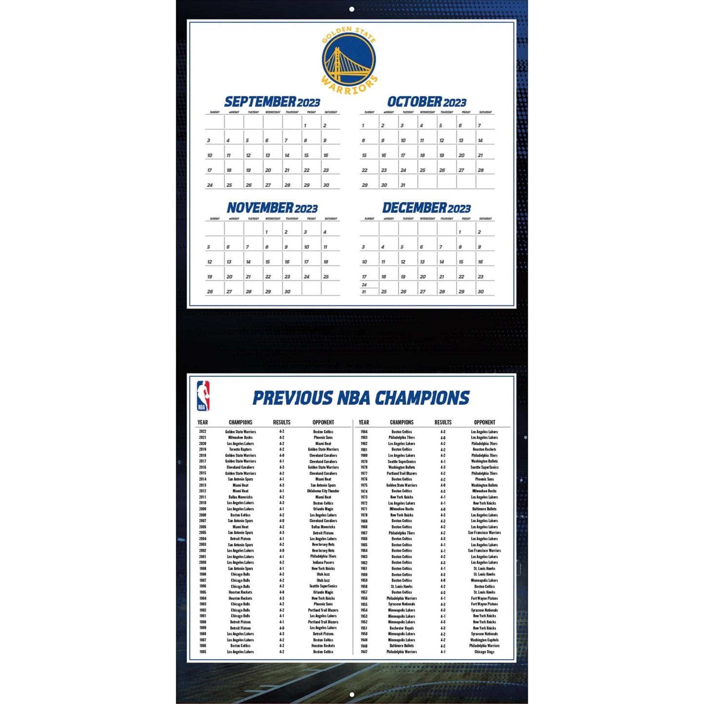 TURNER SPORTS NBA 2024 (30x60 cm) WALL CALENDAR GOLDEN STATE WARRIORS