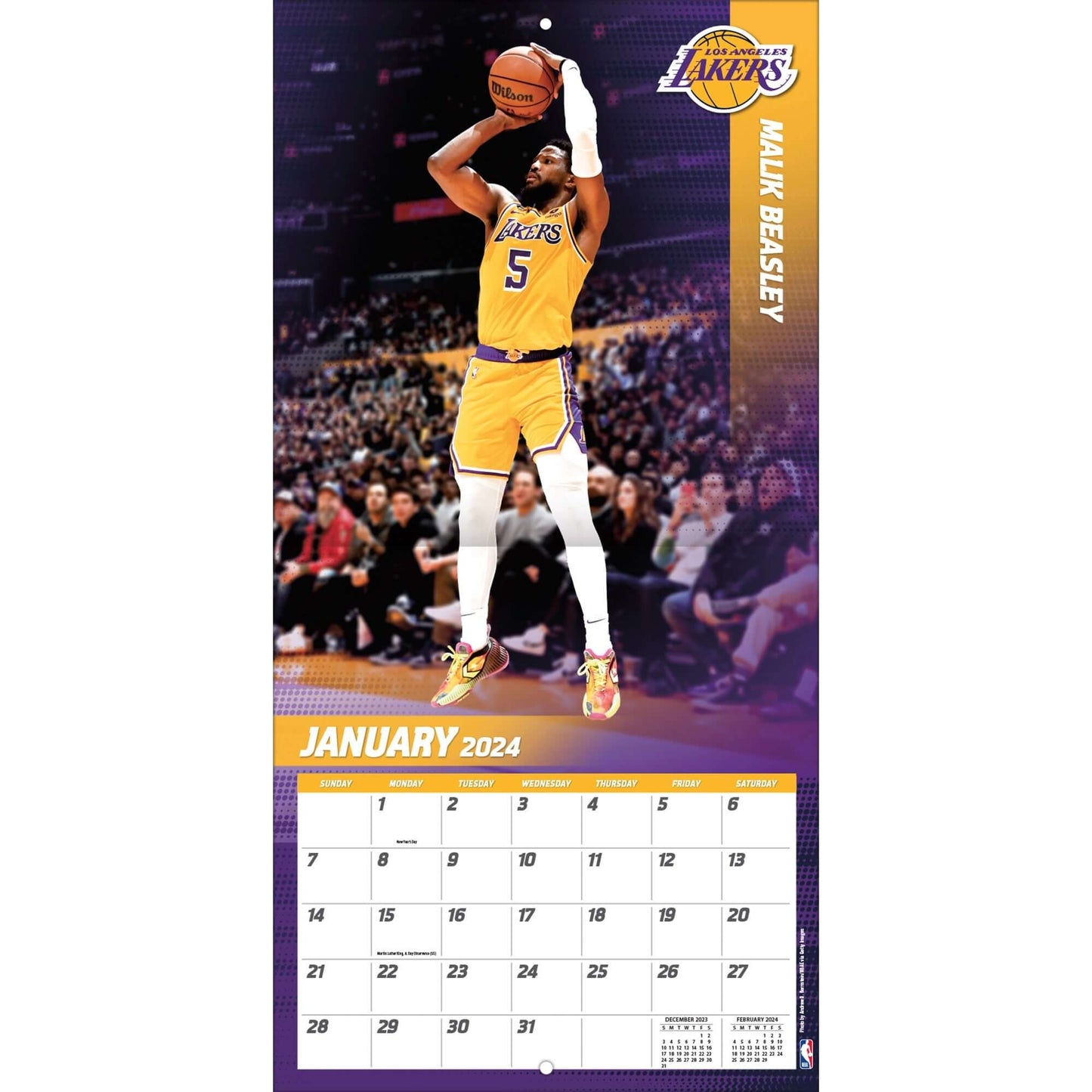 TURNER SPORTS NBA 2024 (30x60 cm) WALL CALENDAR LOS ANGELES LAKERS