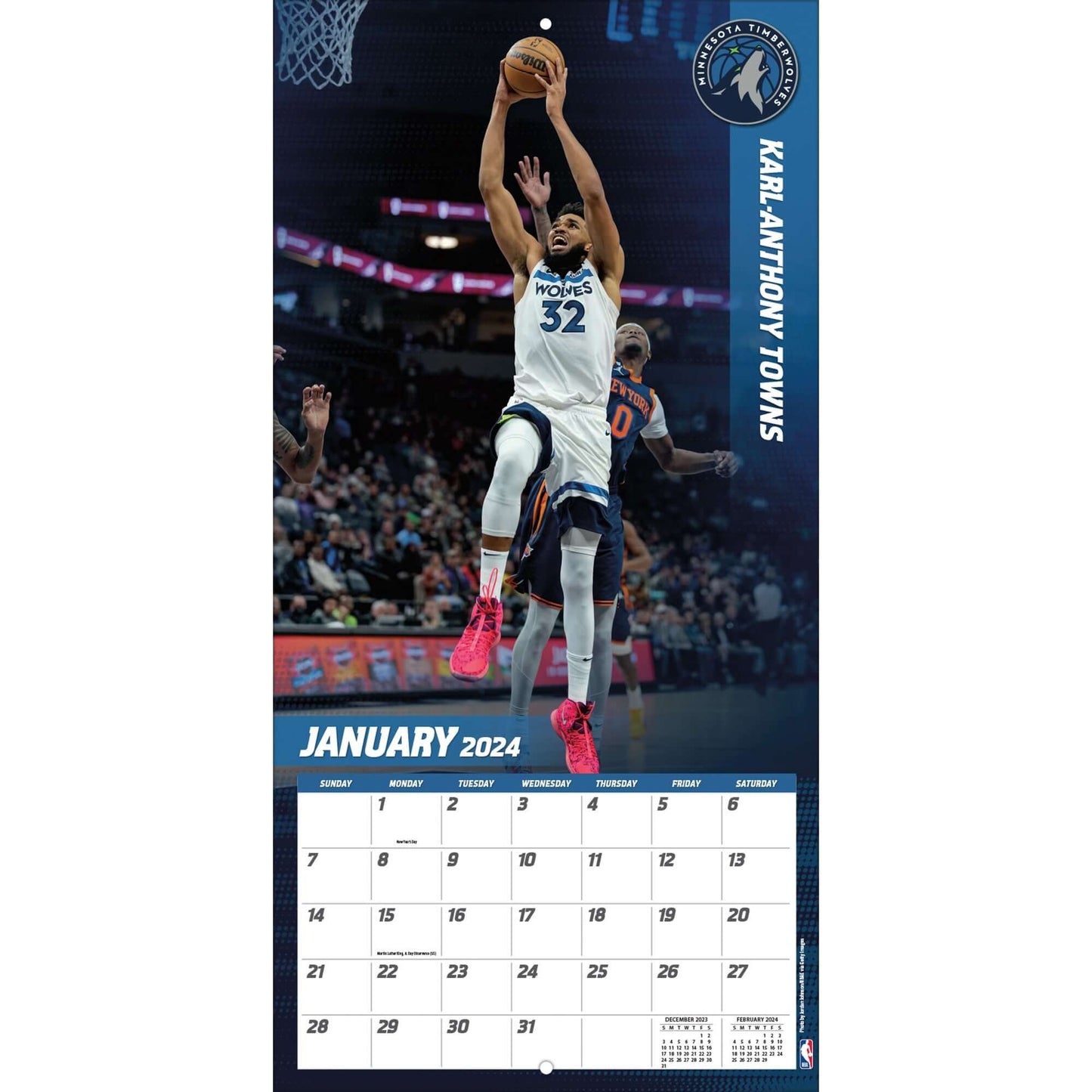 TURNER SPORTS NBA 2024 (30x60 cm) WALL CALENDAR NBA BIG MEN