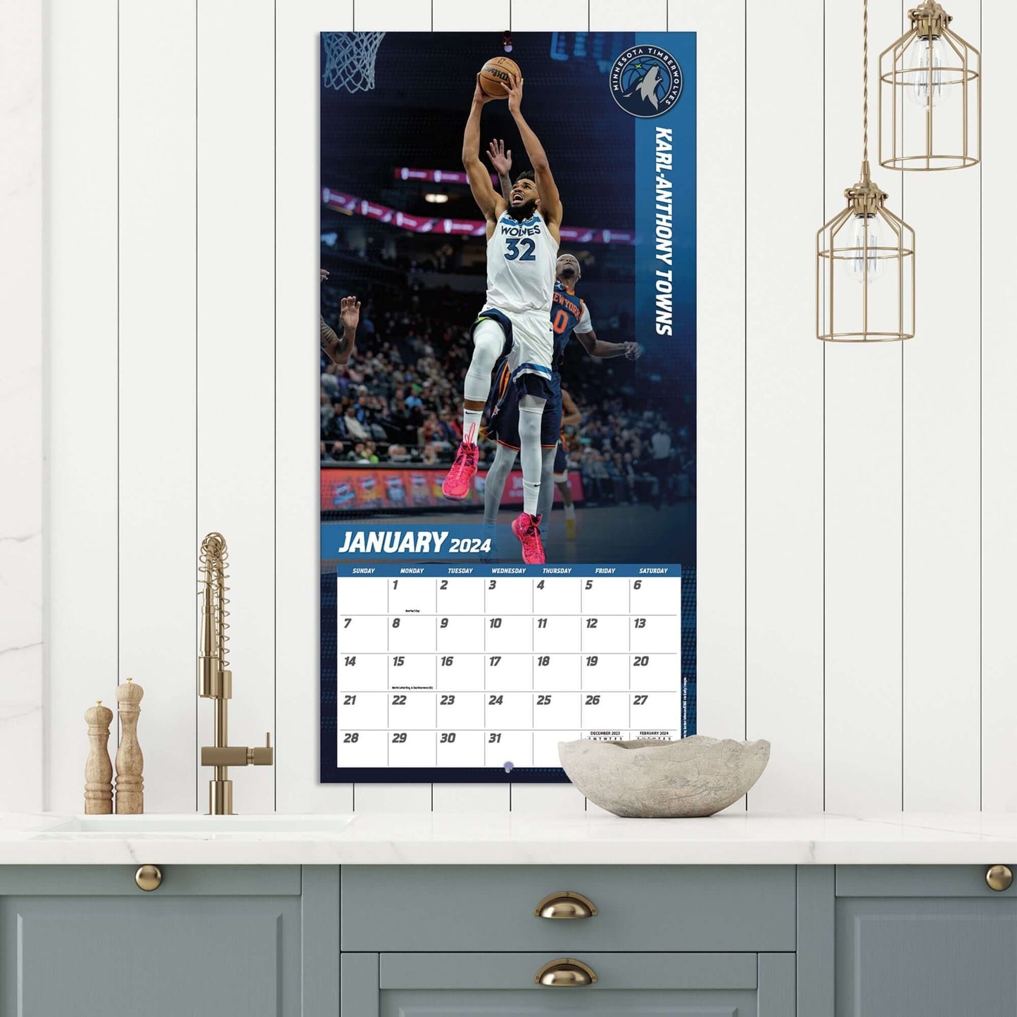 TURNER SPORTS NBA 2024 (30x60 cm) WALL CALENDAR NBA BIG MEN