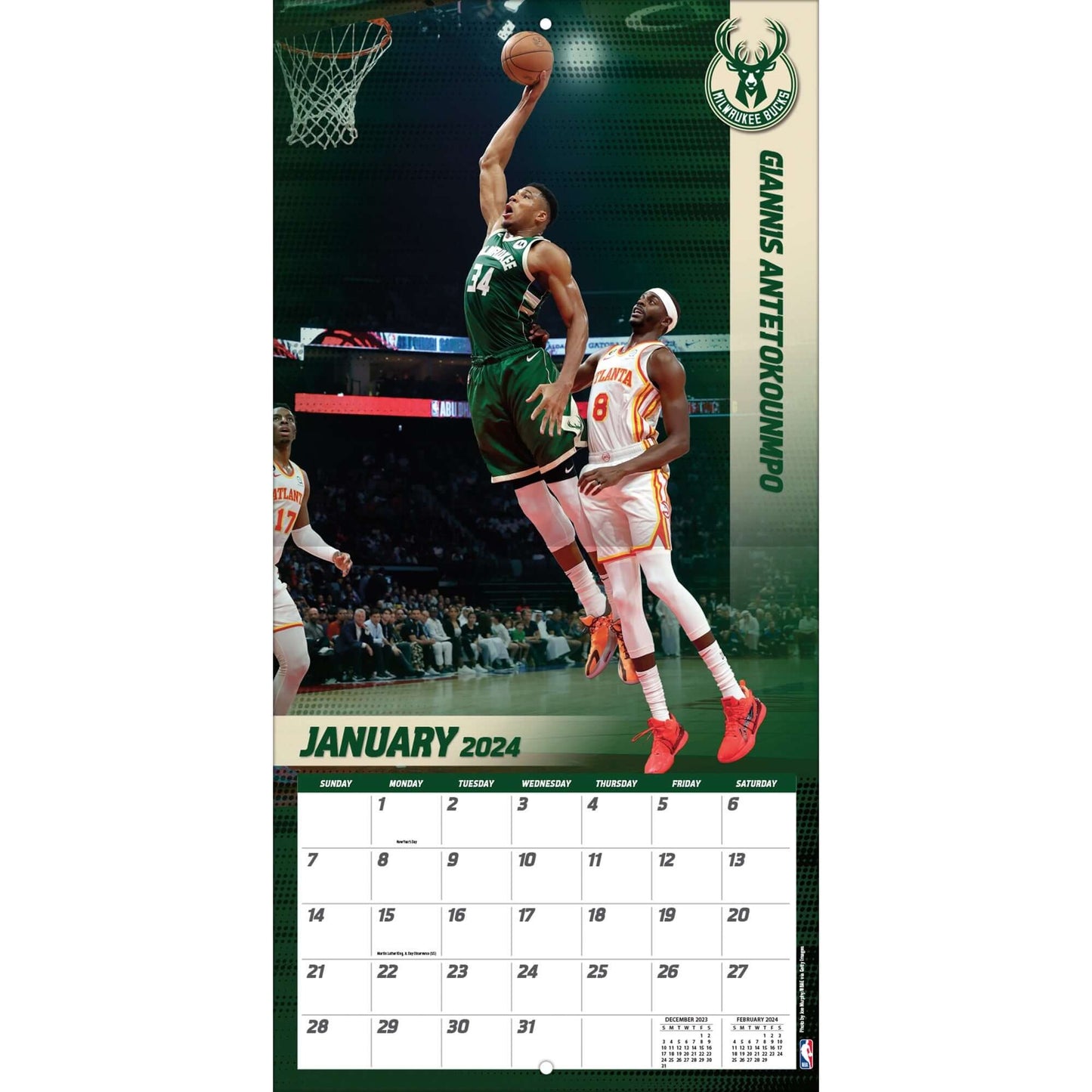 TURNER SPORTS NBA 2024 (30x60 cm) WALL CALENDAR NBA DUNKS