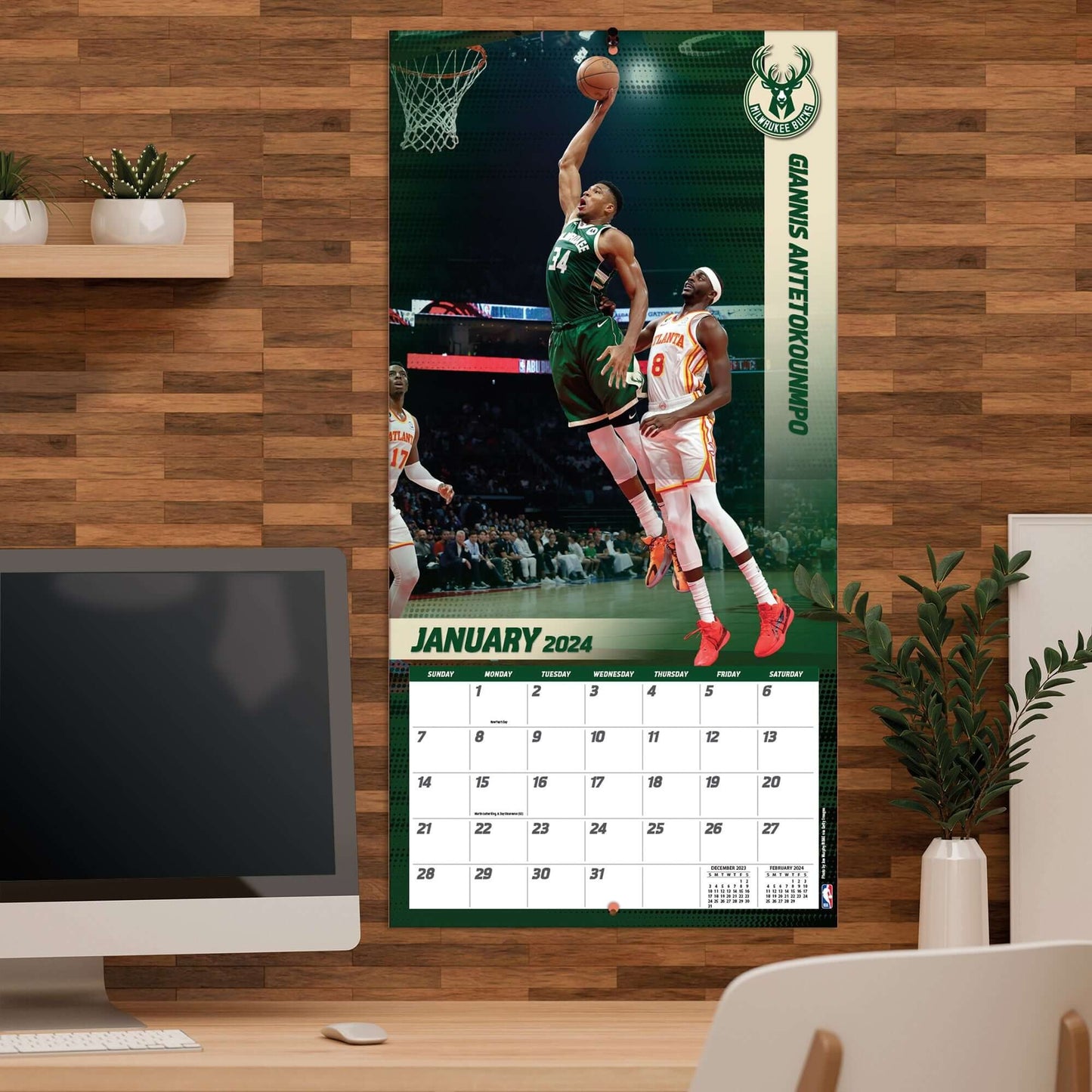 TURNER SPORTS NBA 2024 (30x60 cm) WALL CALENDAR NBA DUNKS