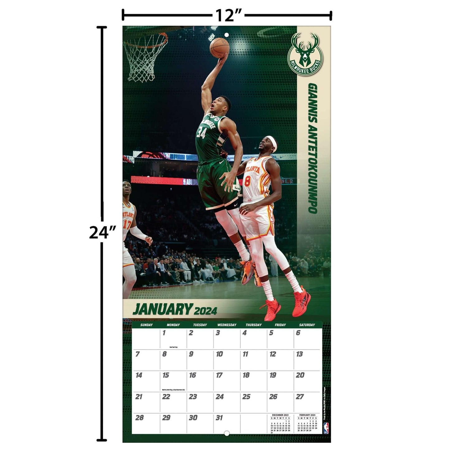 TURNER SPORTS NBA 2024 (30x60 cm) WALL CALENDAR NBA DUNKS