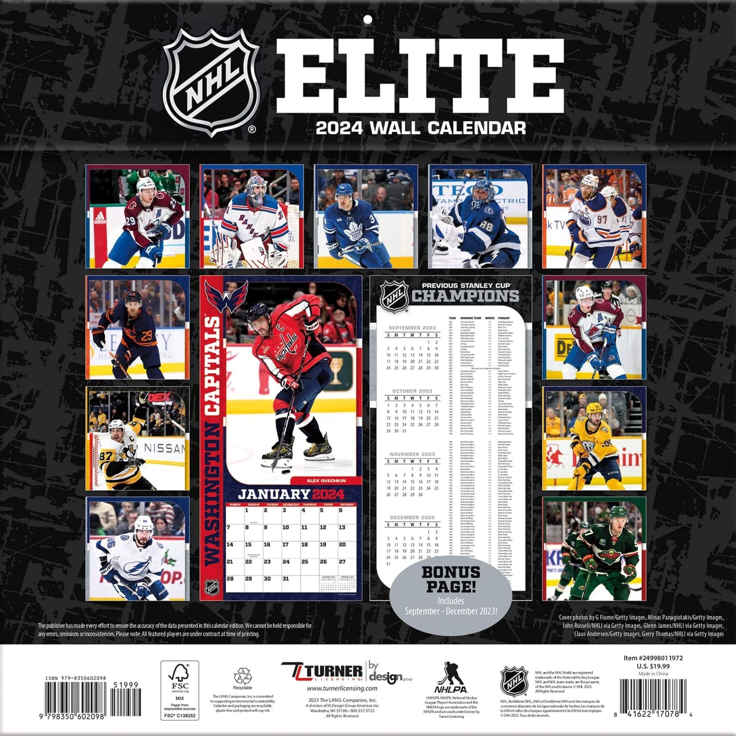 TURNER SPORTS NHL 2024 (30x60 cm) WALL CALENDAR NHL ELITE