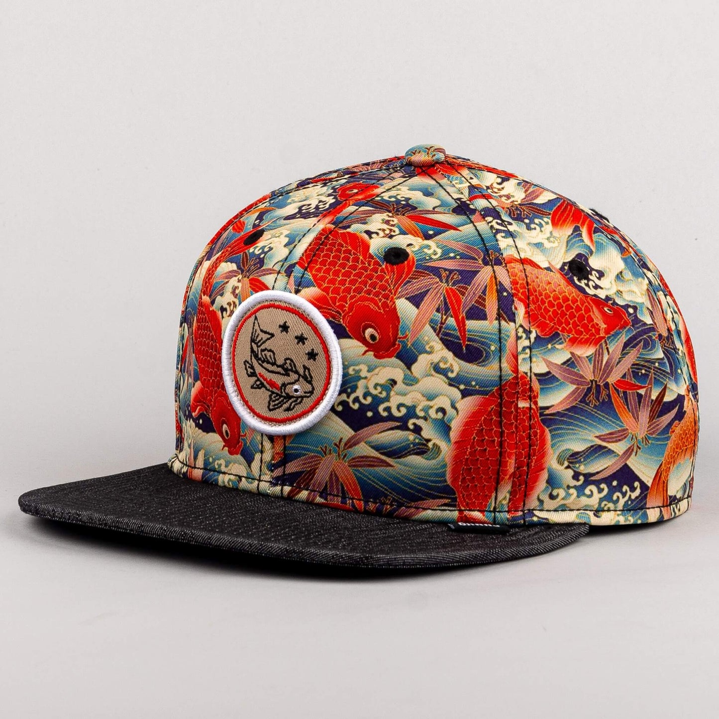 DJINN'S 6 Panel Snapback Cap Koi Linen black