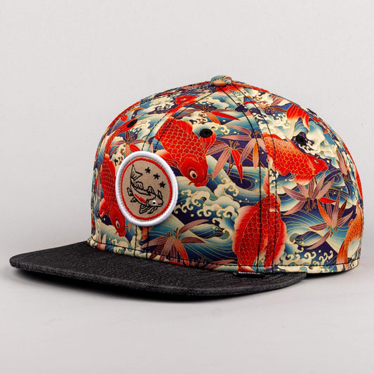 DJINN'S 6 Panel Snapback Cap Koi Linen black