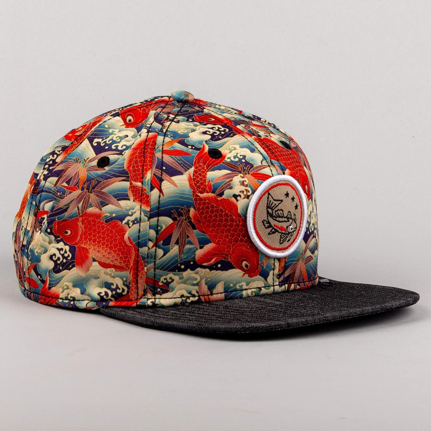 DJINN'S 6 Panel Snapback Cap Koi Linen black