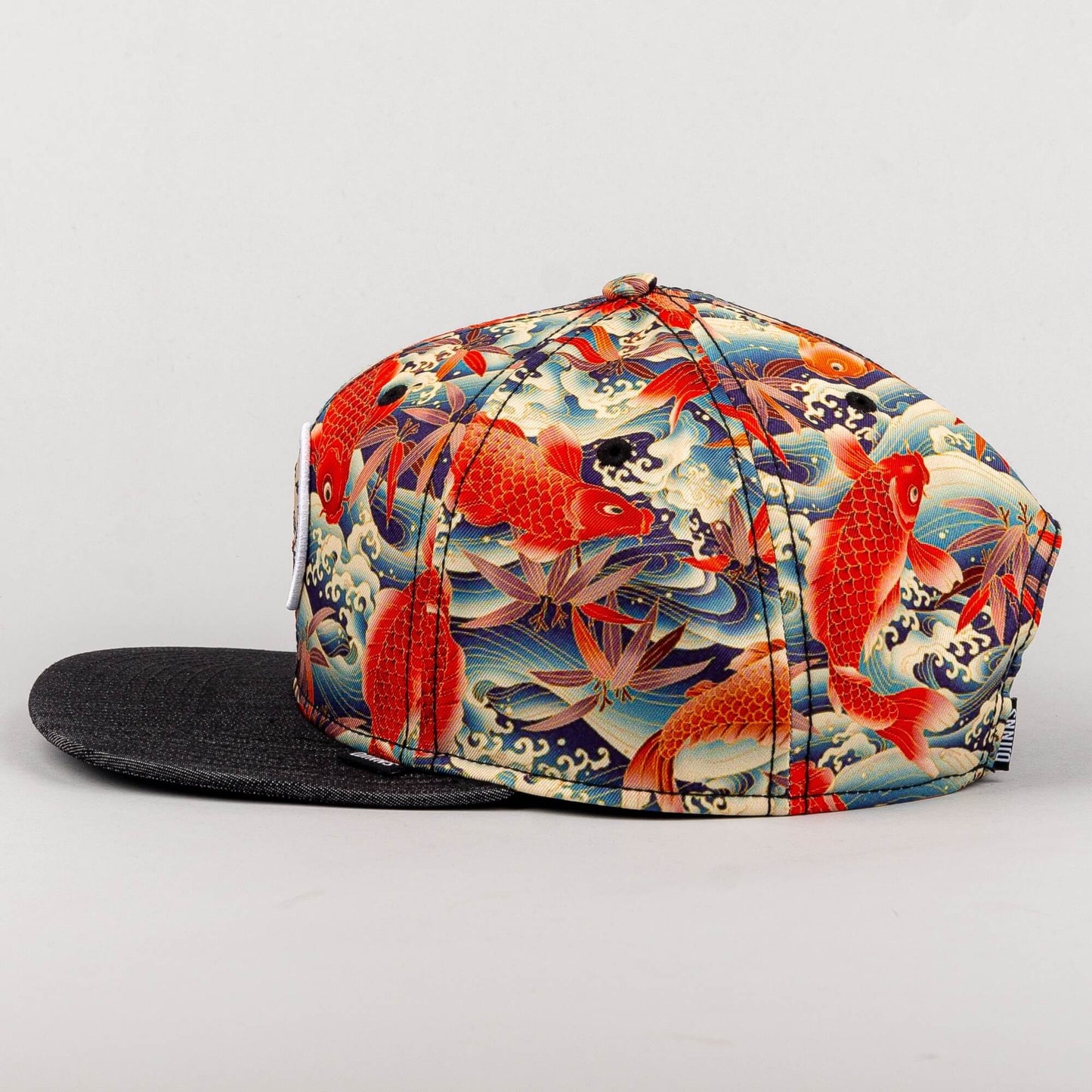 DJINN'S 6 Panel Snapback Cap Koi Linen black