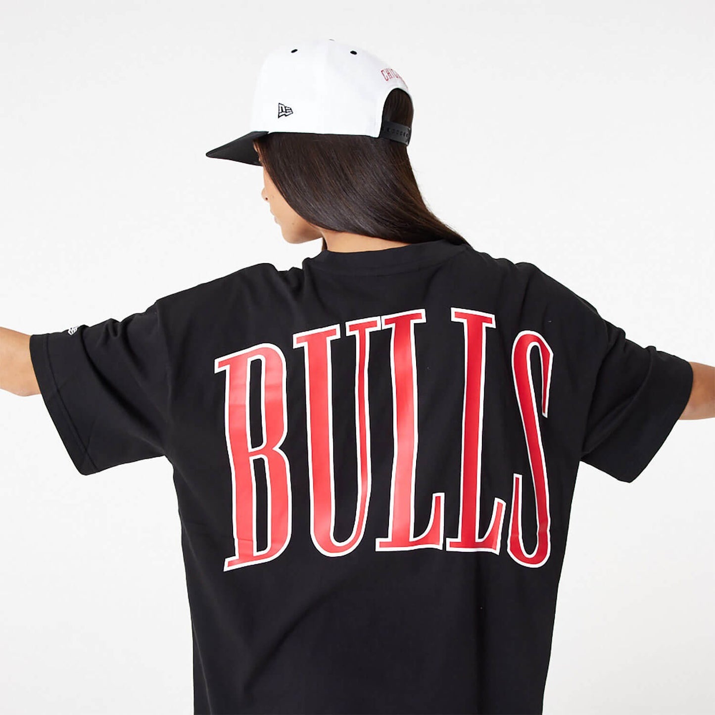 New Era NBA Chicago Bulls NBA Arch Wordmark Black Oversized T-Shirt Black