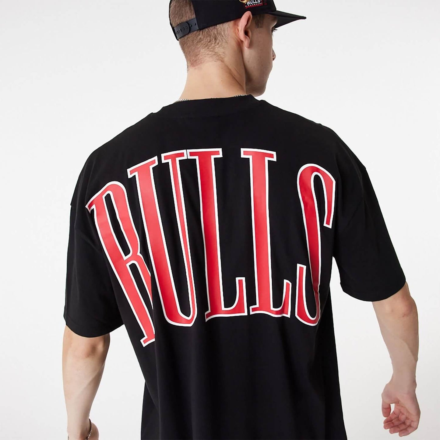 New Era NBA Chicago Bulls NBA Arch Wordmark Black Oversized T-Shirt Black