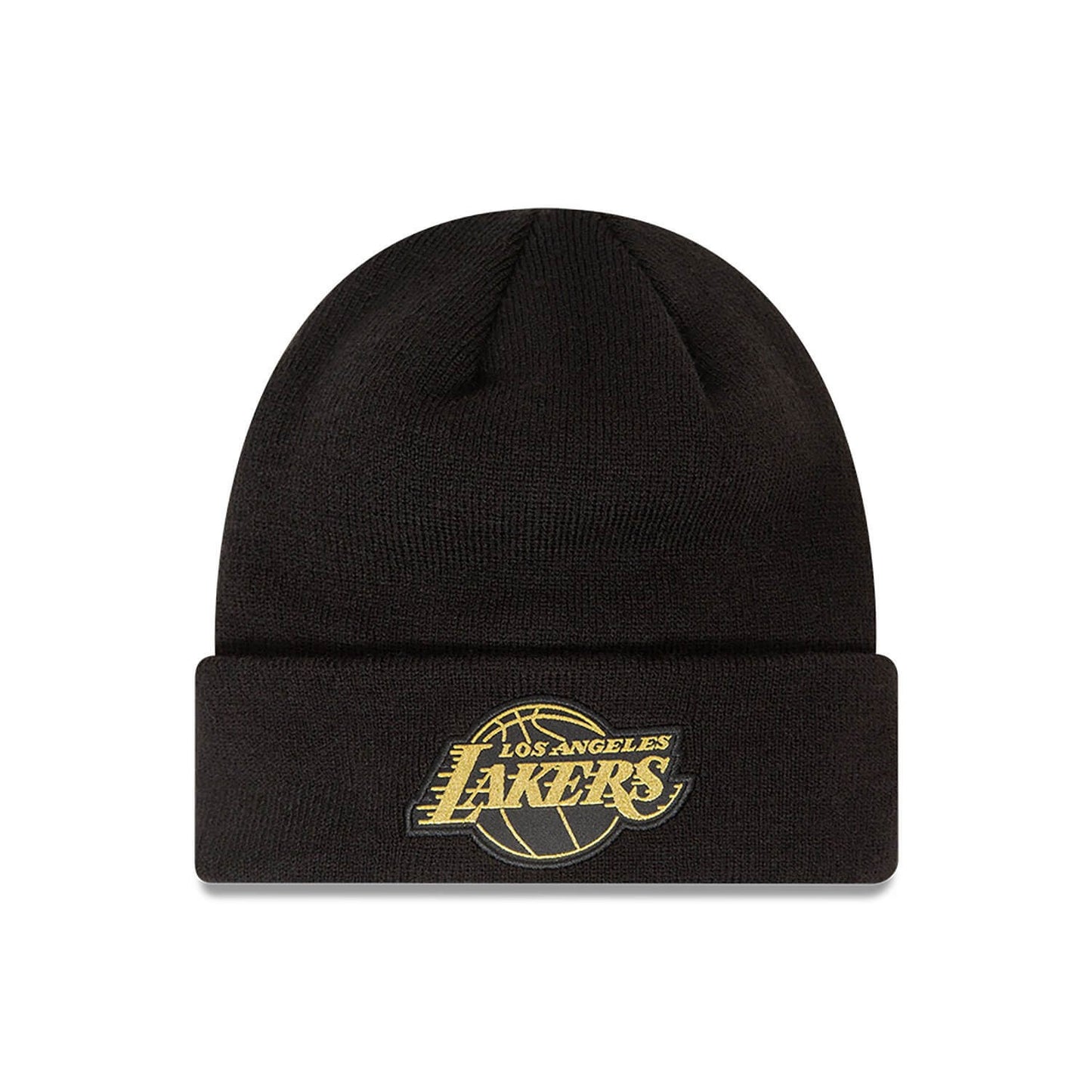 New Era NBA LA Lakers Metallic Badge Black Cuff Knit Beanie Hat Black