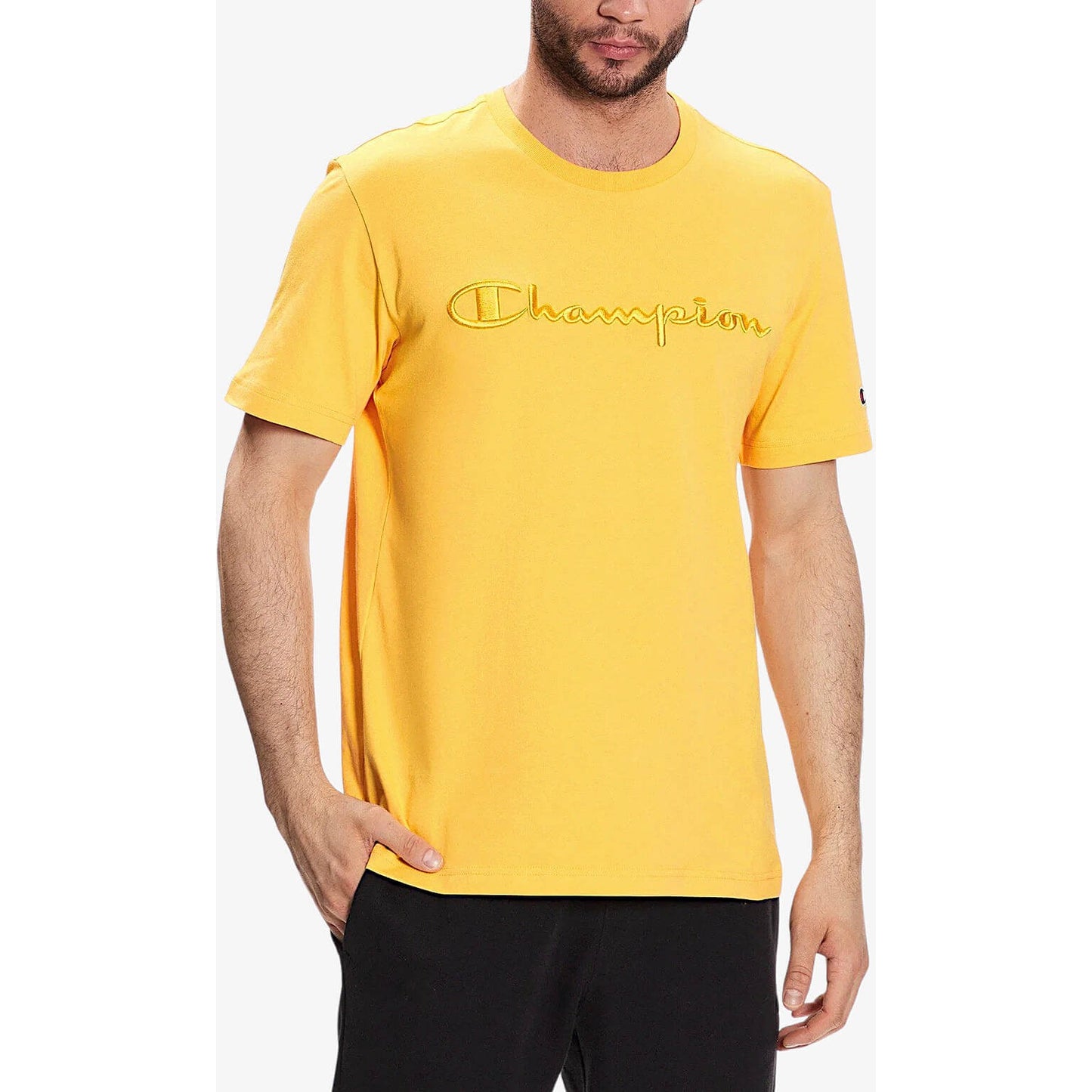 Champion Knitted Logo Crewneck T-Shirt Yellow