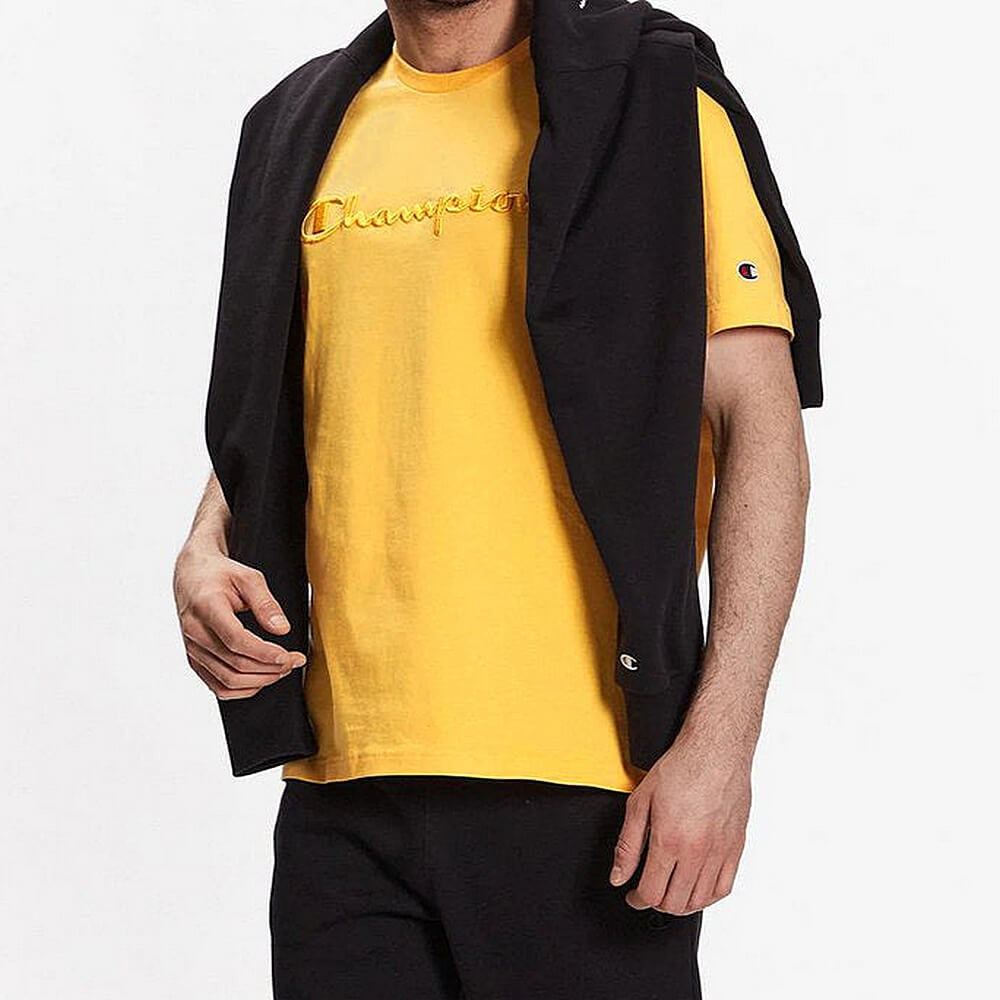 Champion Knitted Logo Crewneck T-Shirt Yellow