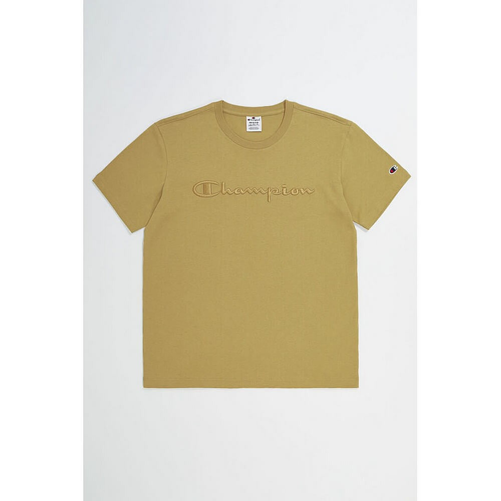 Champion Light Blue Embroidered Script Logo Cotton T-Shirt Brown