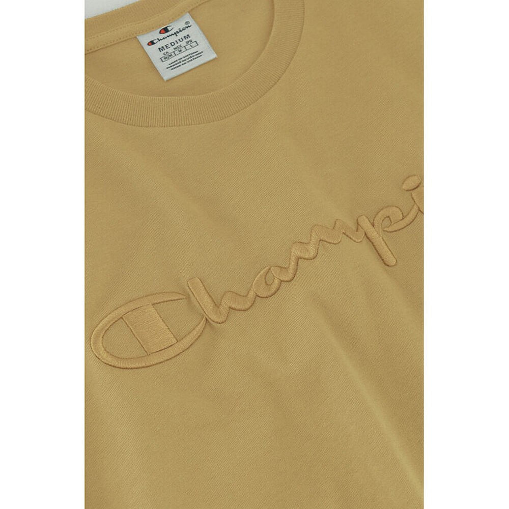 Champion Light Blue Embroidered Script Logo Cotton T-Shirt Brown