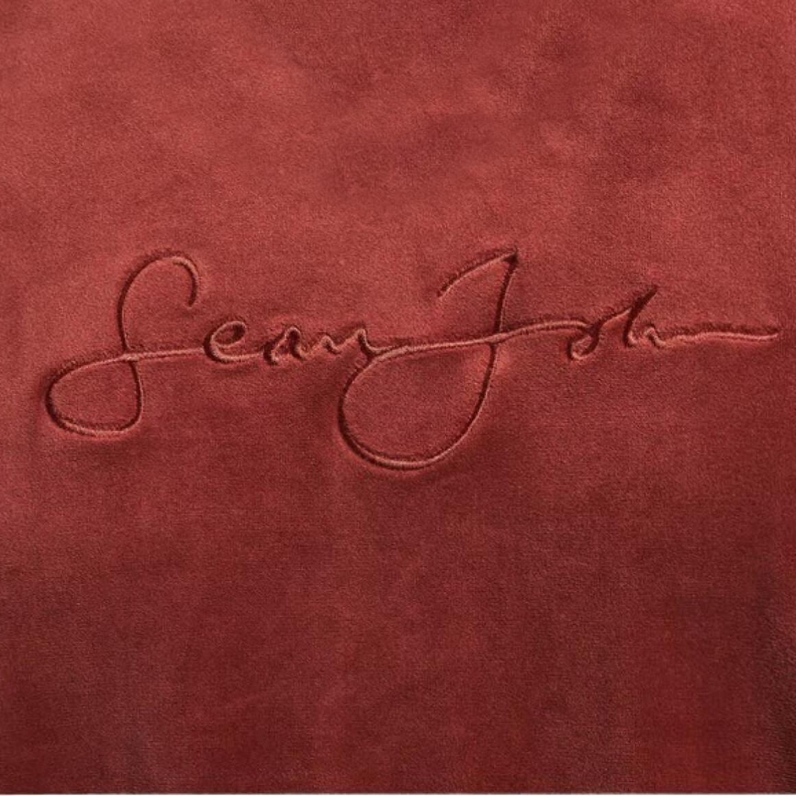 Sean John Script Logo Velours Tee dark red