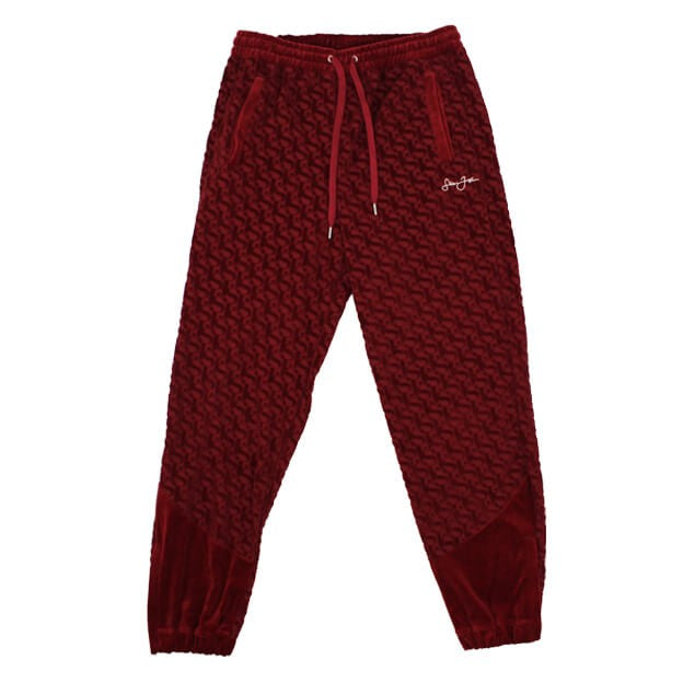 Sean John Monogram Devorée Velours Trackpants Dark Red