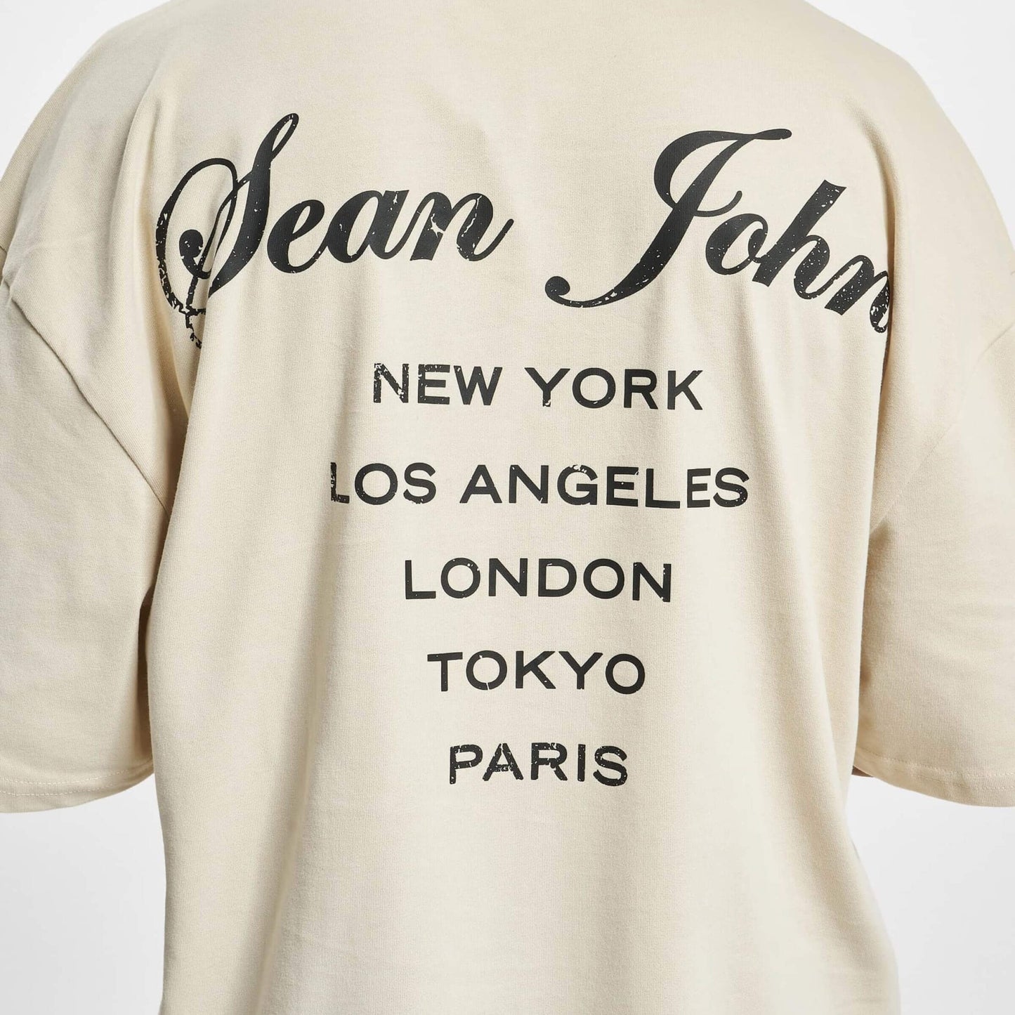 Sean John Script Logo Peached City Backprint Tee Beige