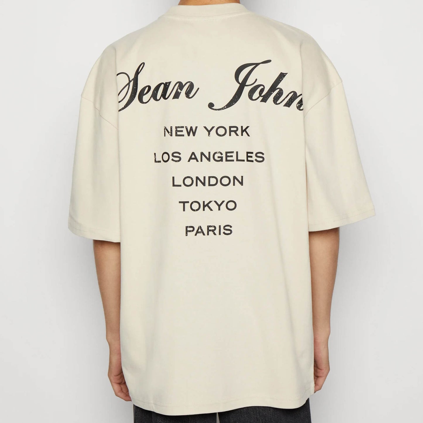 Sean John Script Logo Peached City Backprint Tee Beige