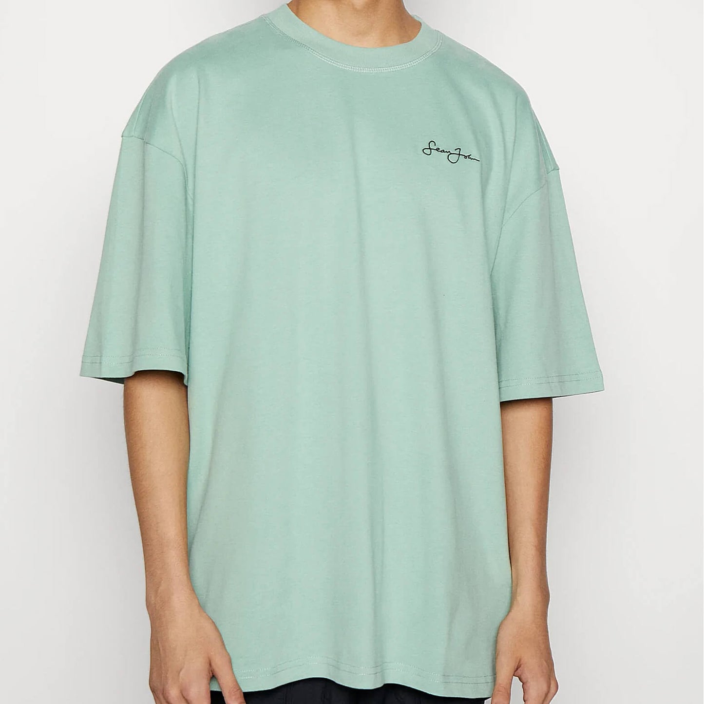 Sean John Script Logo Peached City Backprint Tee Light Green