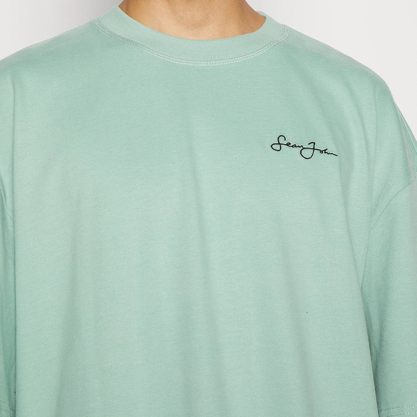 Sean John Script Logo Peached City Backprint Tee Light Green