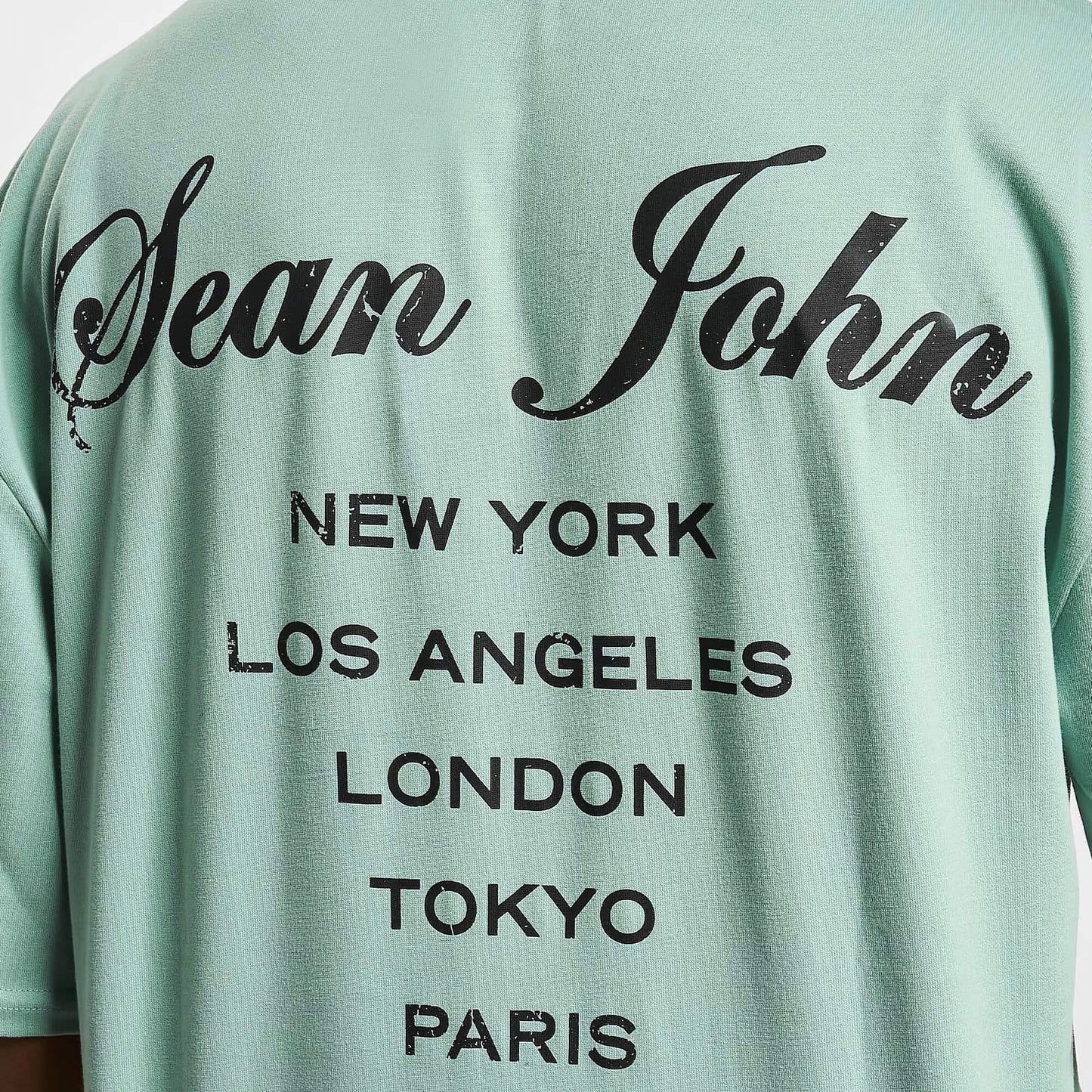 Sean John Script Logo Peached City Backprint Tee Light Green