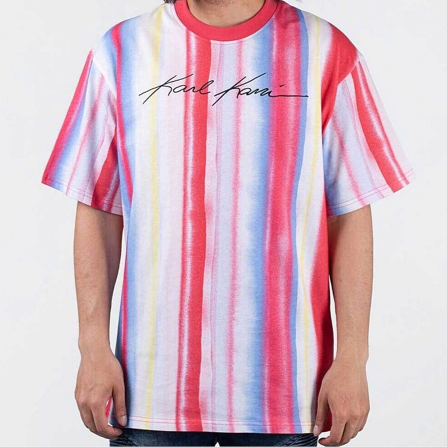 Karl Kani KK Autograph Tie Dye Stripe Tee red