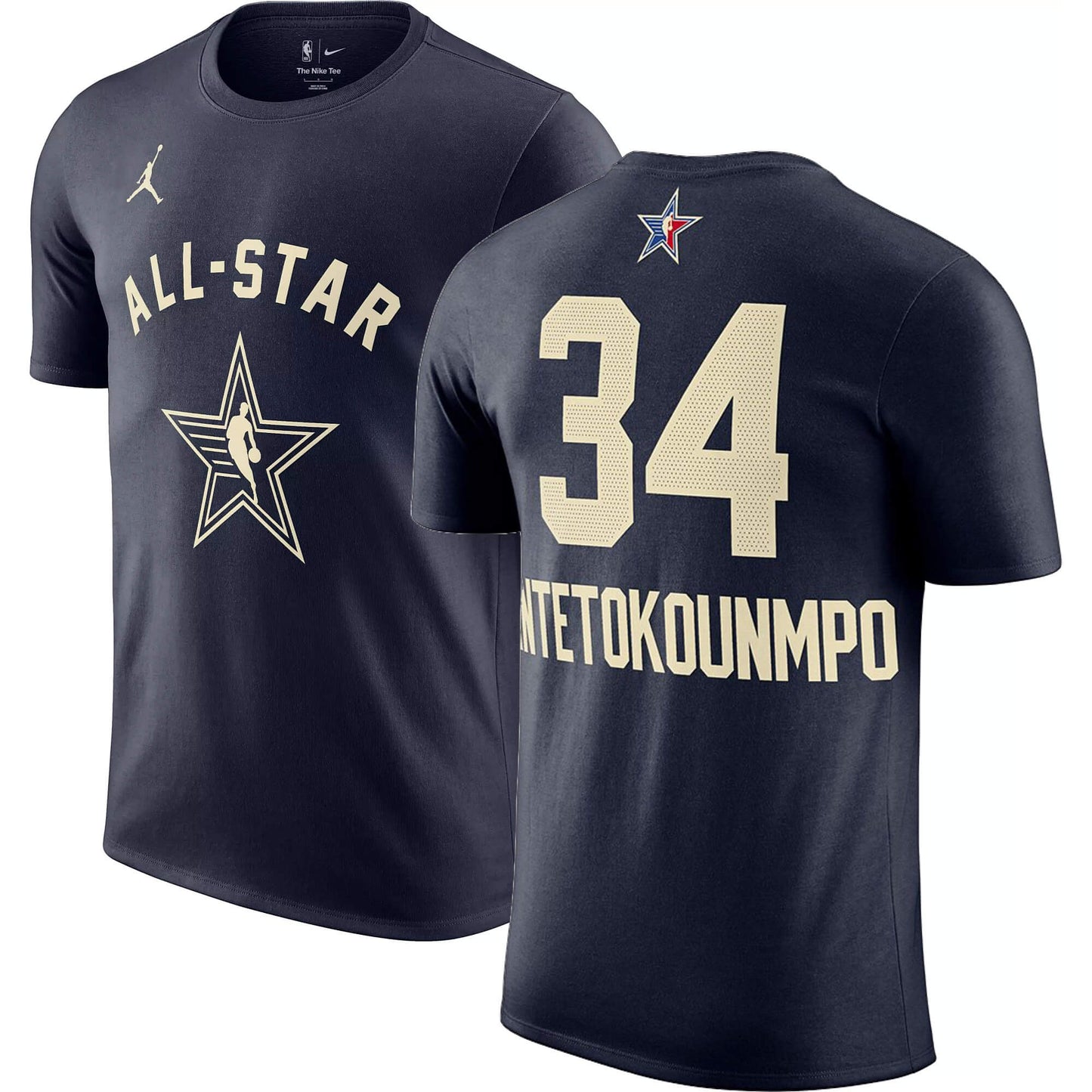 Jordan N&N NBA Tee Milwaukee Bucks Giannis Antetokounmpo Navy Blue (junior 10-20Y)